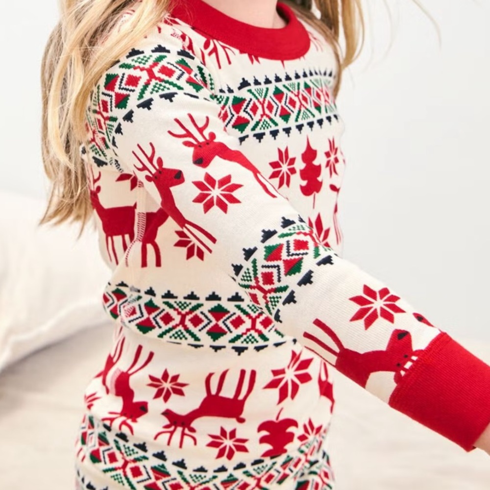 Hanna Andersson Dear Deer Long John Pajama Top Unisex Boy Girl Kids 10 Holiday